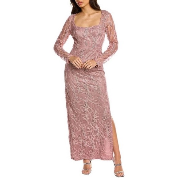 NWT Js Collection Formal Pink Wisteria Sz 14 Giovanna Column Gown - Picture 1 of 14